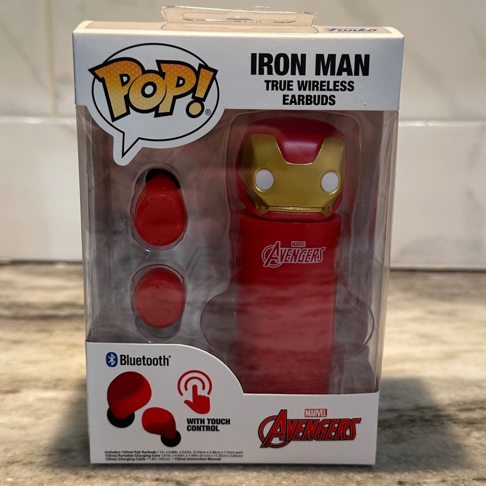 FUNKO POP IRON MAN TRUE WIRELESS EARBUDS AND CASE AVENGERS TONY STARK BLUETOOTH